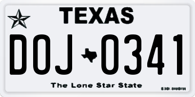 TX license plate DOJ0341