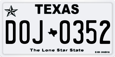 TX license plate DOJ0352