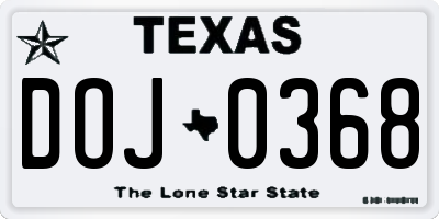 TX license plate DOJ0368