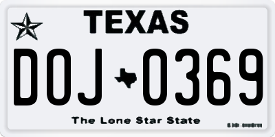 TX license plate DOJ0369