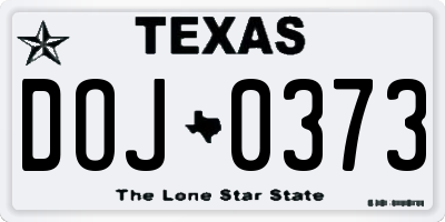 TX license plate DOJ0373