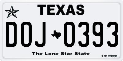 TX license plate DOJ0393