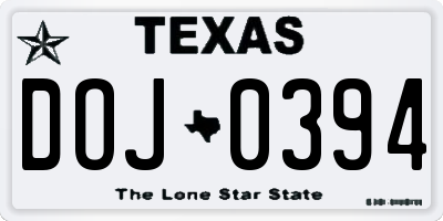 TX license plate DOJ0394