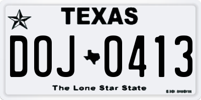 TX license plate DOJ0413