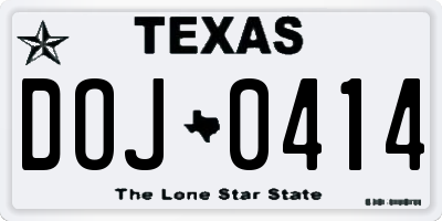 TX license plate DOJ0414