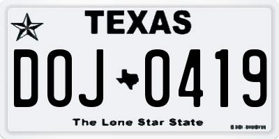 TX license plate DOJ0419