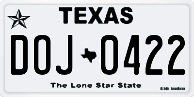 TX license plate DOJ0422