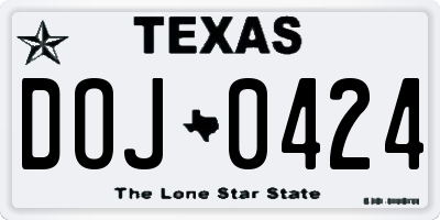 TX license plate DOJ0424