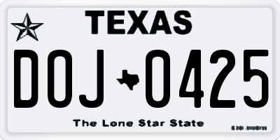 TX license plate DOJ0425