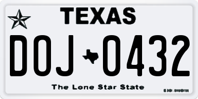 TX license plate DOJ0432