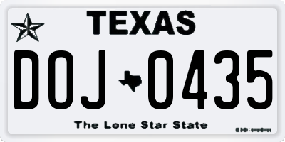 TX license plate DOJ0435