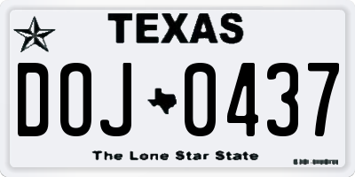TX license plate DOJ0437