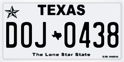 TX license plate DOJ0438
