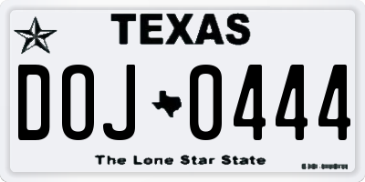 TX license plate DOJ0444