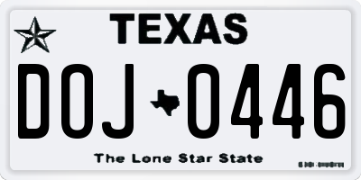 TX license plate DOJ0446