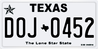 TX license plate DOJ0452