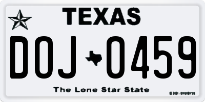 TX license plate DOJ0459