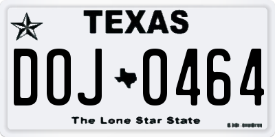 TX license plate DOJ0464