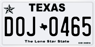 TX license plate DOJ0465