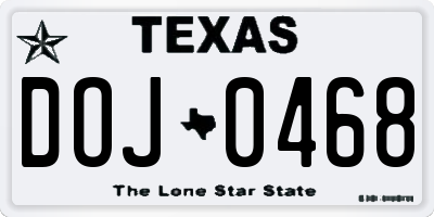TX license plate DOJ0468