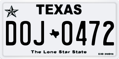 TX license plate DOJ0472