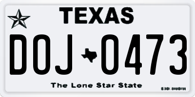 TX license plate DOJ0473