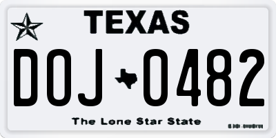 TX license plate DOJ0482