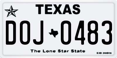 TX license plate DOJ0483
