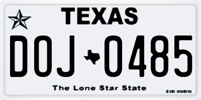 TX license plate DOJ0485