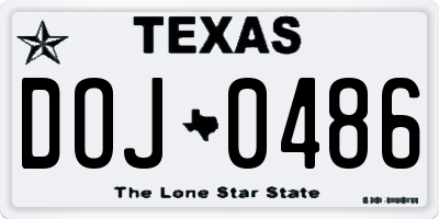 TX license plate DOJ0486