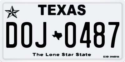 TX license plate DOJ0487