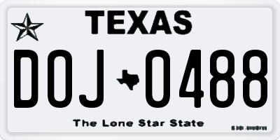 TX license plate DOJ0488