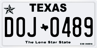 TX license plate DOJ0489