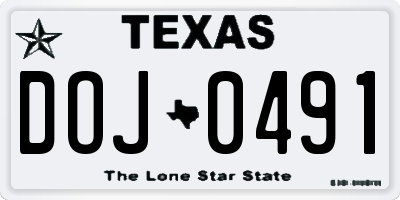 TX license plate DOJ0491