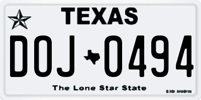 TX license plate DOJ0494