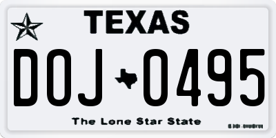 TX license plate DOJ0495