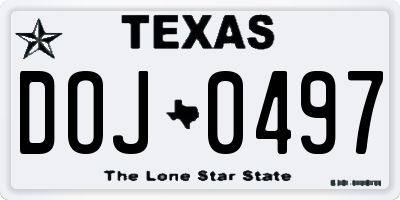 TX license plate DOJ0497