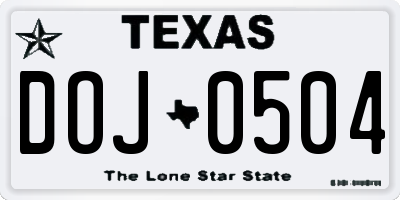 TX license plate DOJ0504