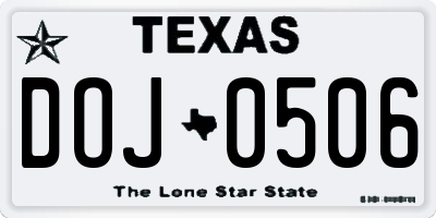 TX license plate DOJ0506