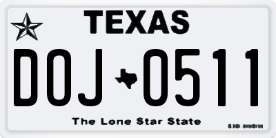 TX license plate DOJ0511