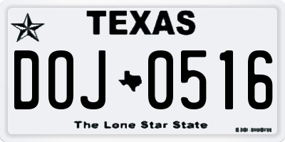 TX license plate DOJ0516