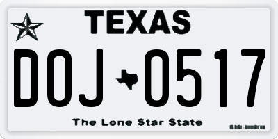 TX license plate DOJ0517