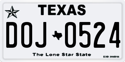 TX license plate DOJ0524