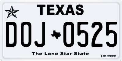 TX license plate DOJ0525