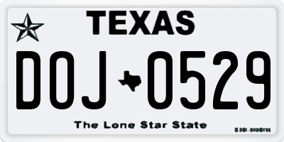 TX license plate DOJ0529