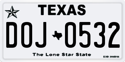 TX license plate DOJ0532