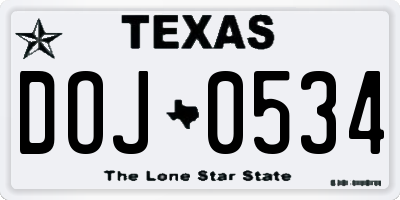 TX license plate DOJ0534