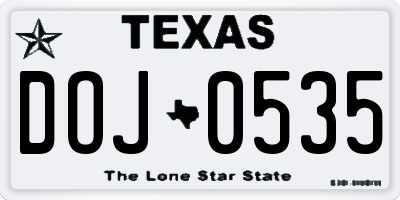 TX license plate DOJ0535