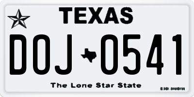 TX license plate DOJ0541