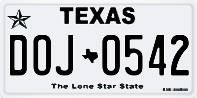 TX license plate DOJ0542